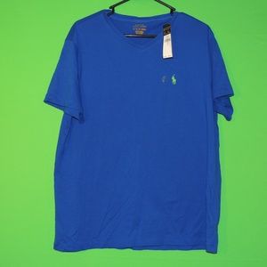 Polo Ralph Lauren Mens L Blue V Neck T Shirt NEW